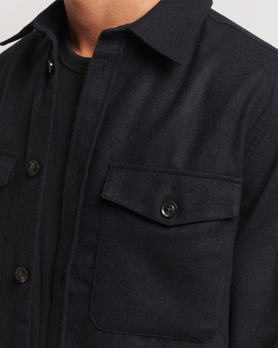 Herr | Skjortor | J.Lindeberg | Flat Wool Overshirt Black