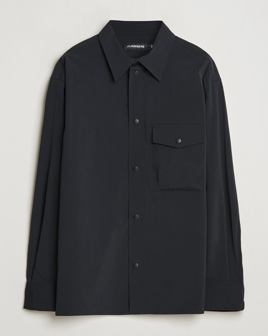 Herr | Skjortor | J.Lindeberg | Howard Tech Press Stud Shirt Black