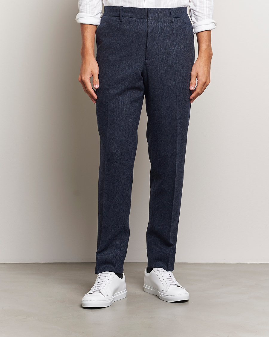 Herr | Byxor | J.Lindeberg | Soren Twill Cash Flannel Pants Navy
