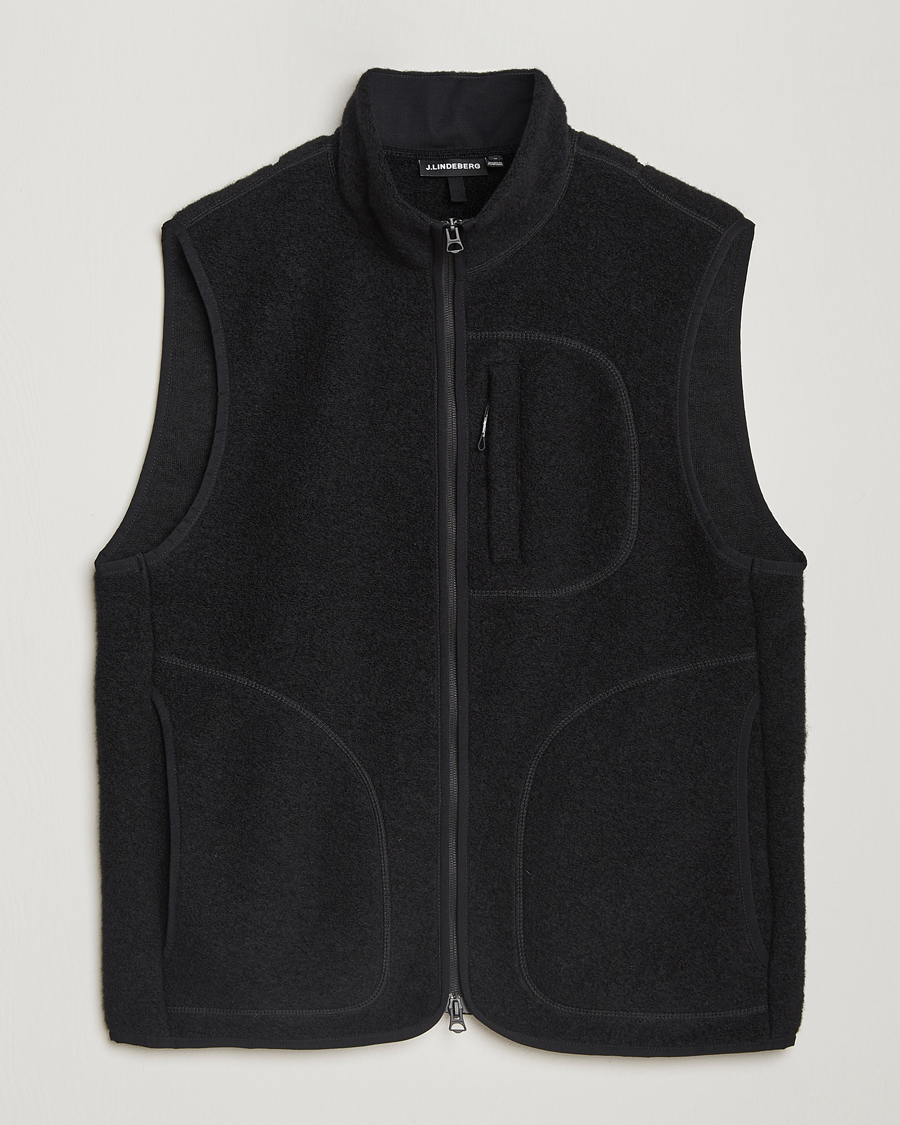 Herr | J.Lindeberg Duncan Wool Fleece Vest Black | J.Lindeberg | Duncan Wool Fleece Vest Black