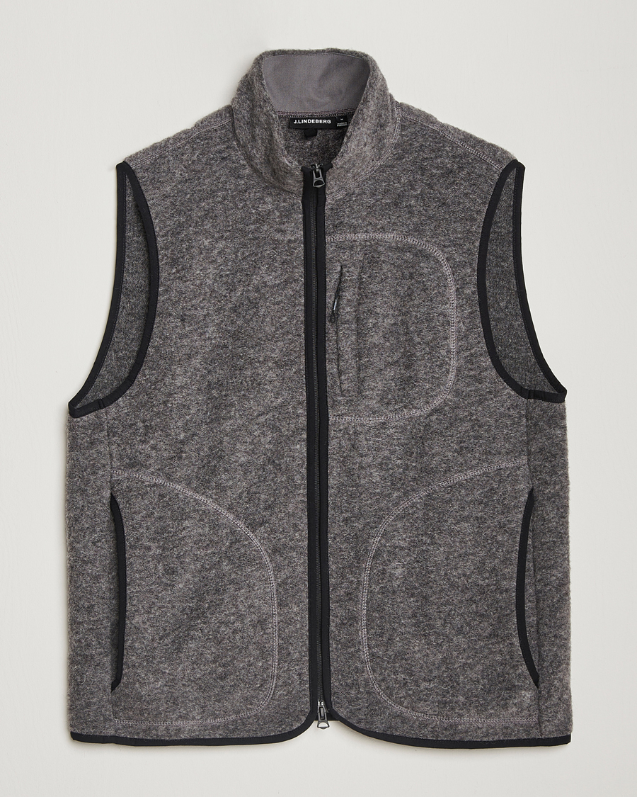 Herr | Västar | J.Lindeberg | Duncan Wool Fleece Vest Light Grey Melange