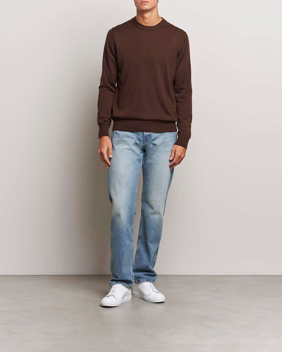 Herr | Tröjor | J.Lindeberg | Keane Merino Crew Neck Sweater Bitter Chocolate