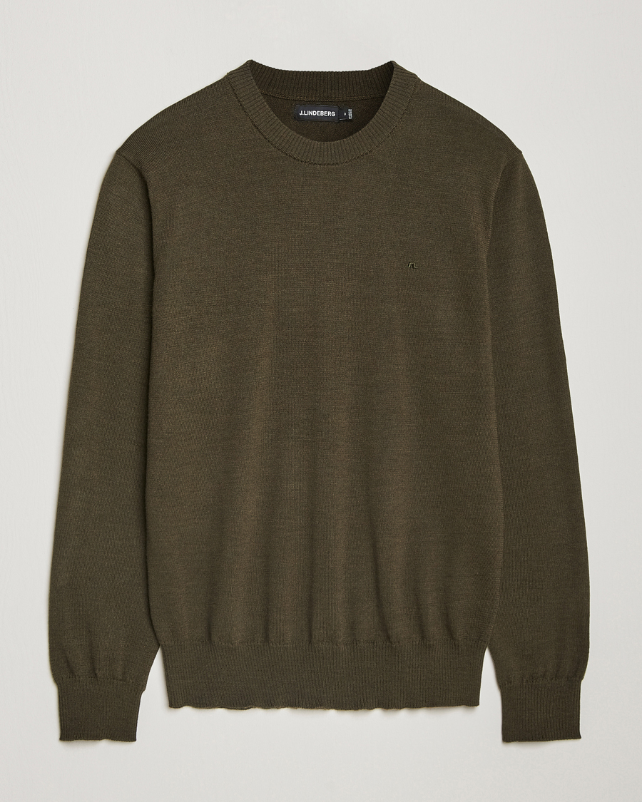 Herr | Tröjor | J.Lindeberg | Keane Merino Crew Neck Sweater Forest Green