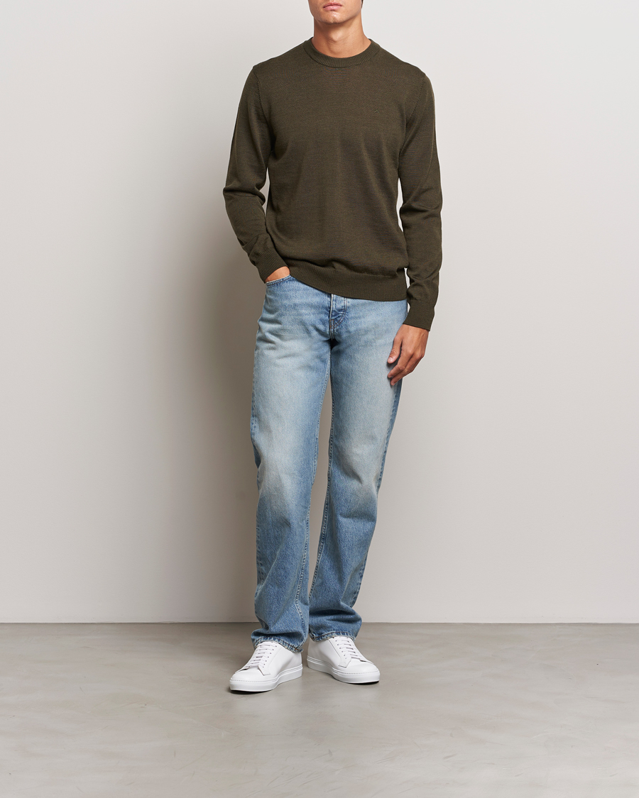 Herr | Tröjor | J.Lindeberg | Keane Merino Crew Neck Sweater Forest Green