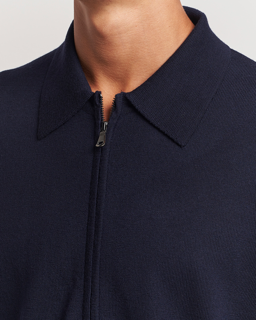 Herr | Tröjor | J.Lindeberg | Kaleb Merino Zip Cardigan Navy