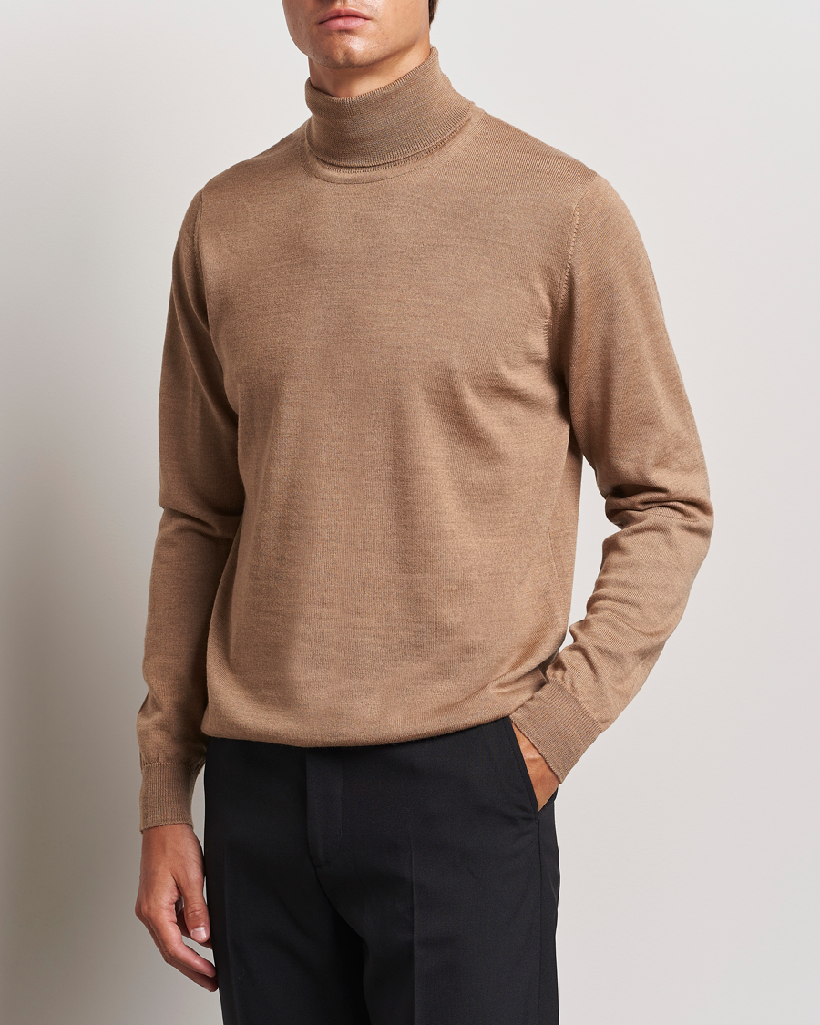 Herr | Tröjor | J.Lindeberg | Kaden Merino Turtleneck Tiger Brown