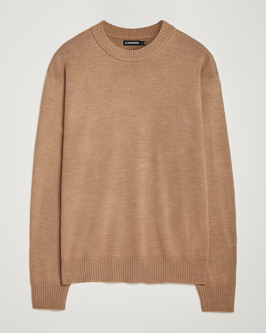 Herr | Tröjor | J.Lindeberg | Kino Merino Crew Neck Tiger Brown