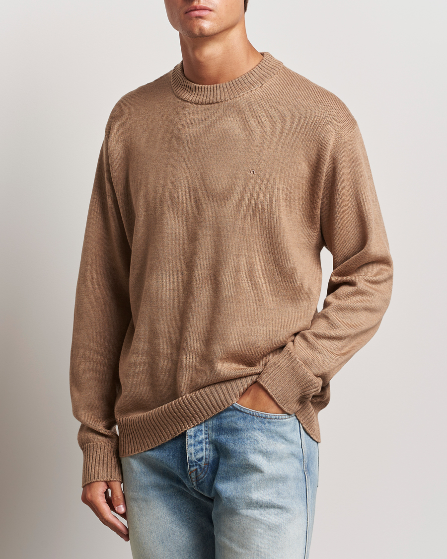 Herr | Tröjor | J.Lindeberg | Kino Merino Crew Neck Tiger Brown
