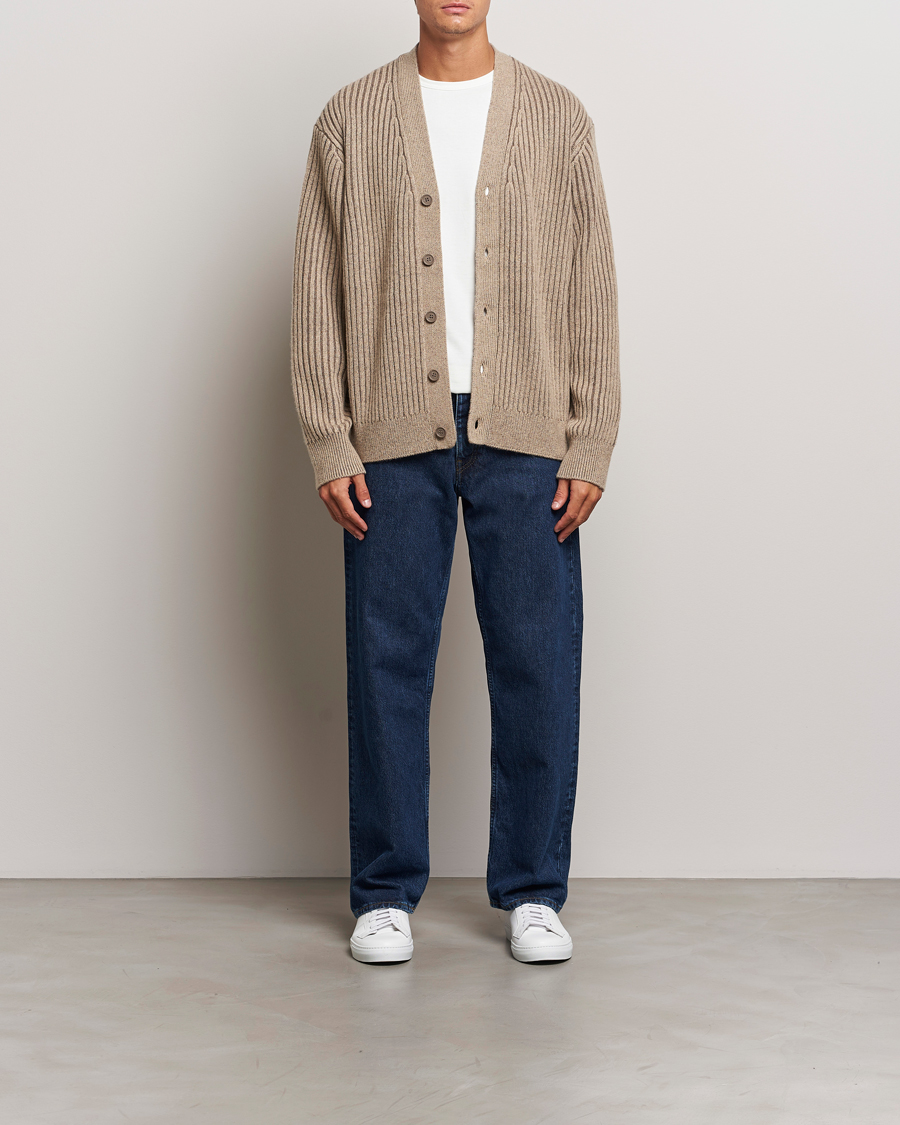 Herr | Tröjor | J.Lindeberg | Twin Plated Knit Cardigan Tiger Brown