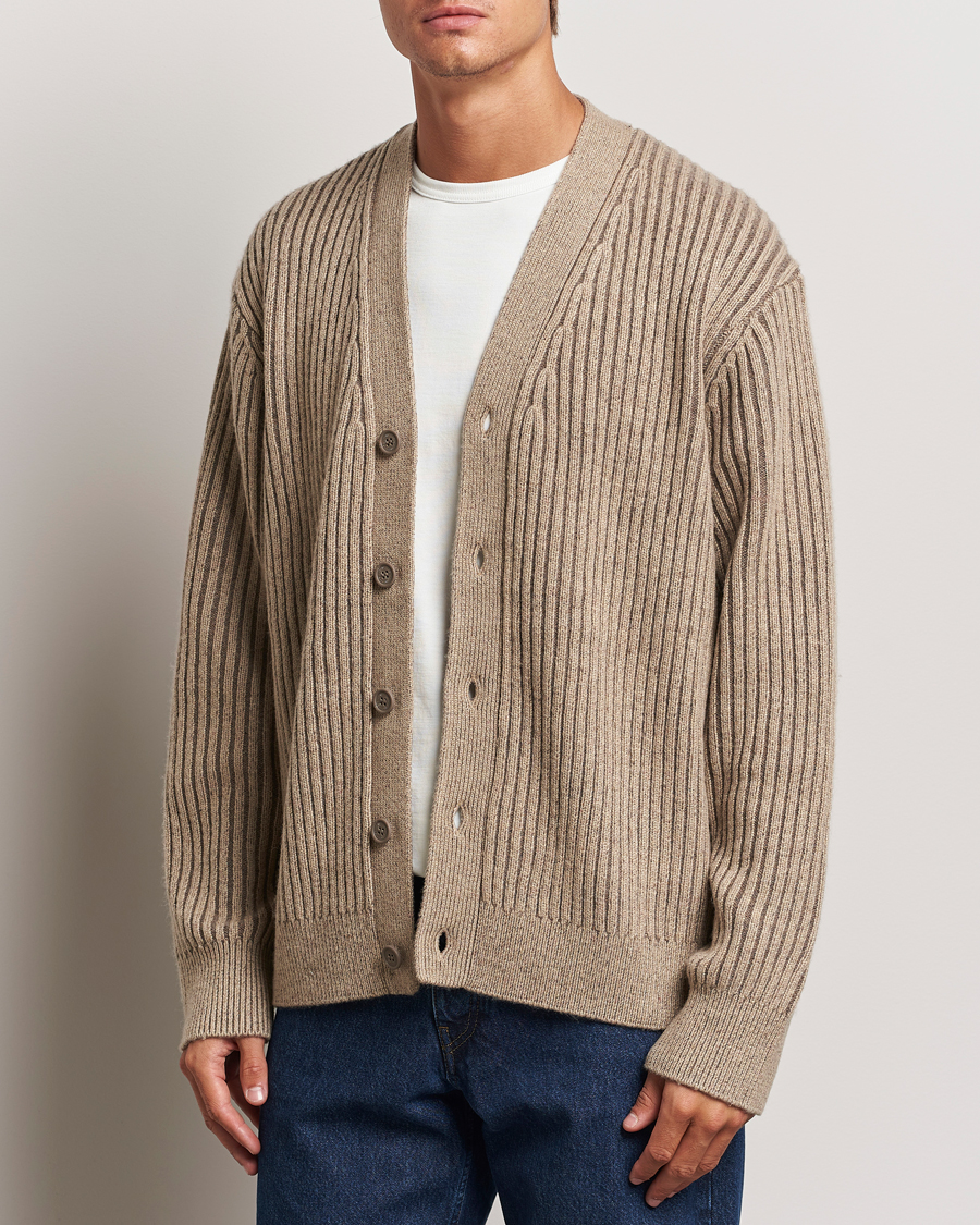 Herr | Tröjor | J.Lindeberg | Twin Plated Knit Cardigan Tiger Brown