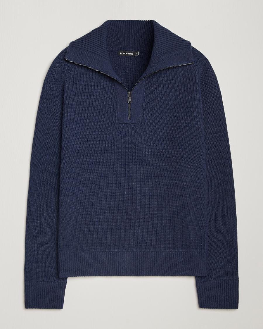 Herr | Tröjor | J.Lindeberg | Wilmer Quarter Zip Knit Navy