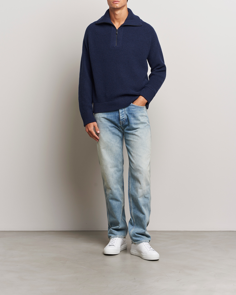 Herr | Tröjor | J.Lindeberg | Wilmer Quarter Zip Knit Navy
