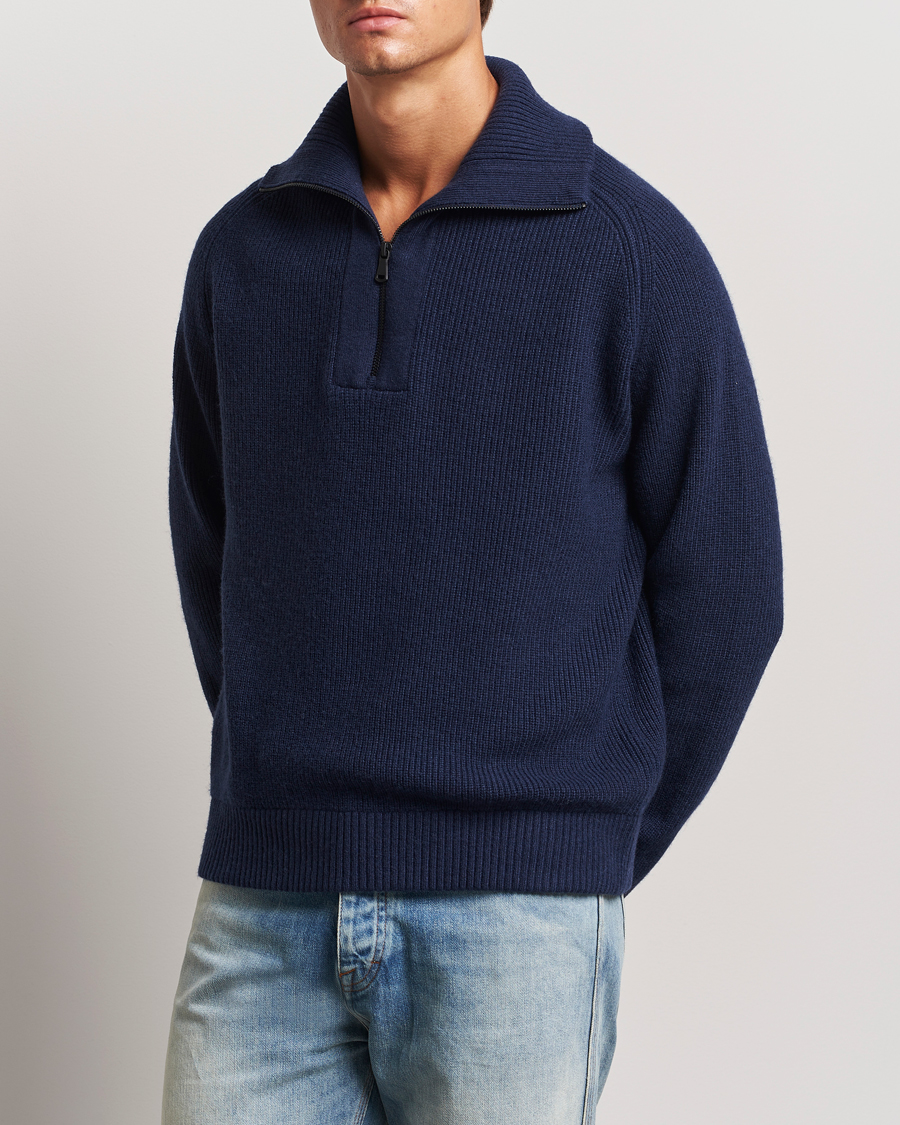 Herr | Tröjor | J.Lindeberg | Wilmer Quarter Zip Knit Navy