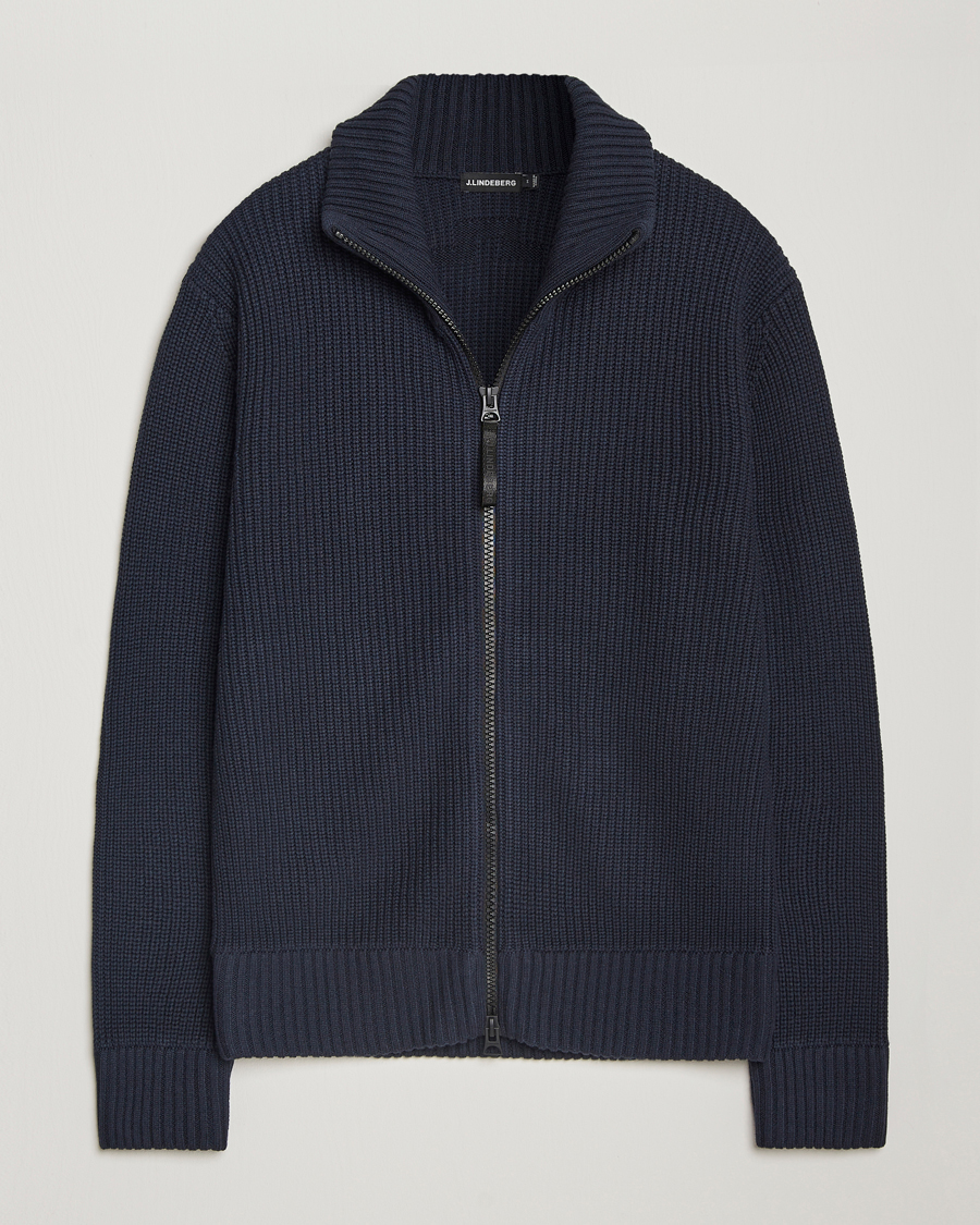 Herr | Tröjor | J.Lindeberg | Skyler Wool Blend Zip Cardigan Navy