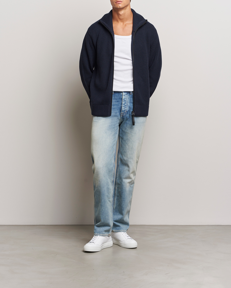 Herr | Tröjor | J.Lindeberg | Skyler Wool Blend Zip Cardigan Navy