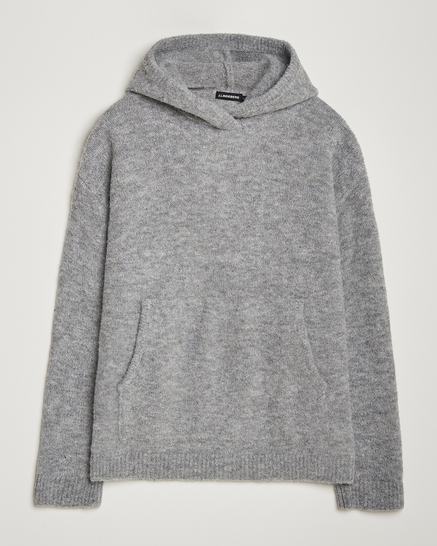 Herr | Tröjor | J.Lindeberg | Broon Alpaca Blend Hoodie Mid Grey Melange
