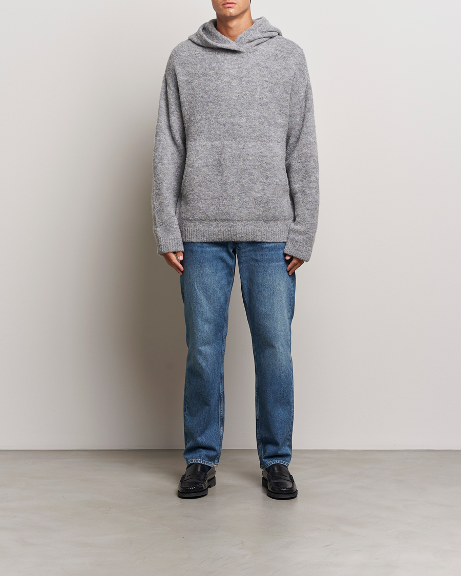 Herr | Tröjor | J.Lindeberg | Broon Alpaca Blend Hoodie Mid Grey Melange