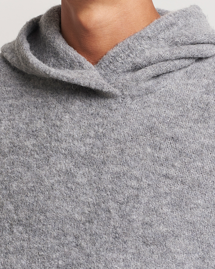 Herr | Tröjor | J.Lindeberg | Broon Alpaca Blend Hoodie Mid Grey Melange
