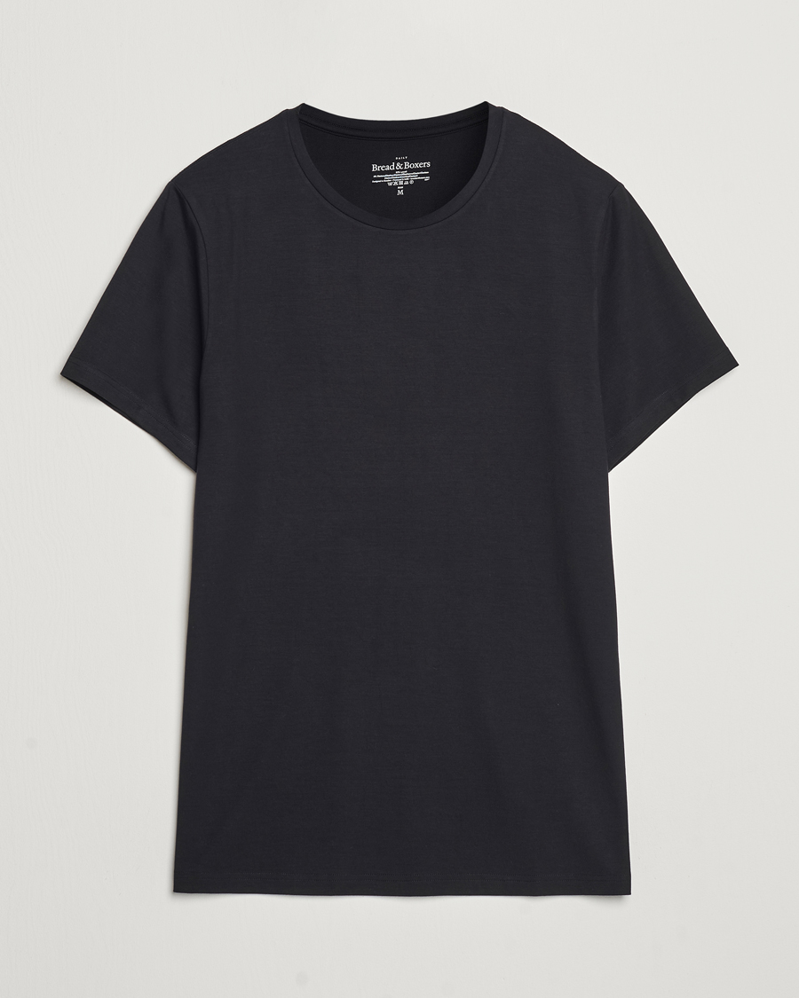 Herr | T-Shirts | Bread & Boxers | Tencel Crew Neck T-Shirt Black