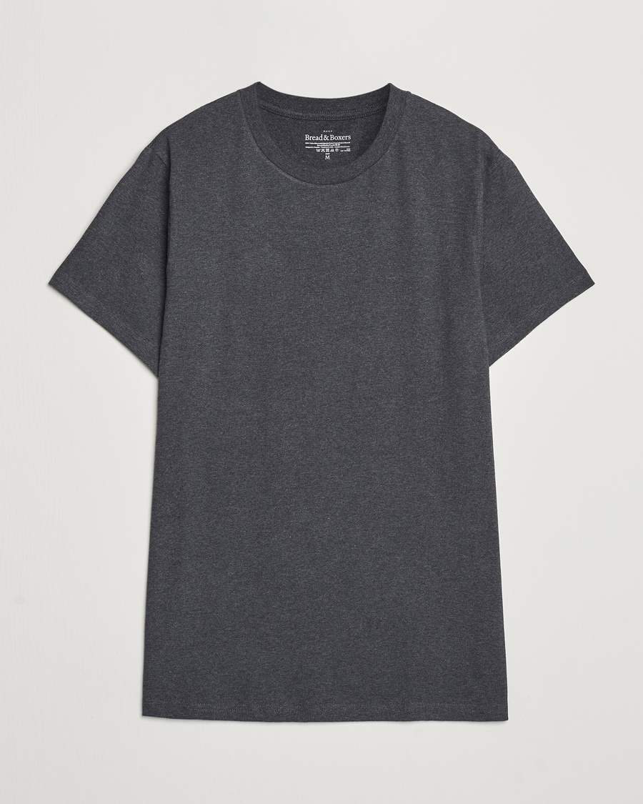 Herr | T-Shirts | Bread & Boxers | Heavy Cotton Crew Neck T-Shirt Dark Grey Melange