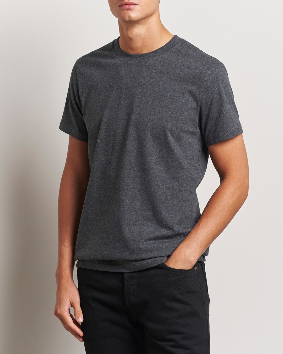 Herr | T-Shirts | Bread & Boxers | Heavy Cotton Crew Neck T-Shirt Dark Grey Melange