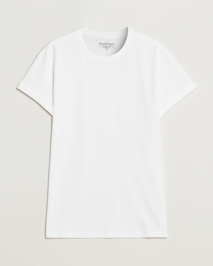 Herr | T-Shirts | Bread & Boxers | Roll-Up Crew Neck T-Shirt White