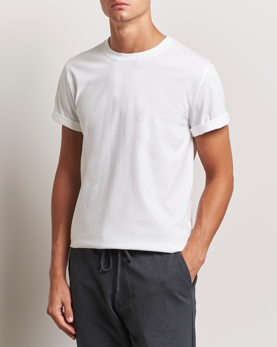 Herr | T-Shirts | Bread & Boxers | Roll-Up Crew Neck T-Shirt White