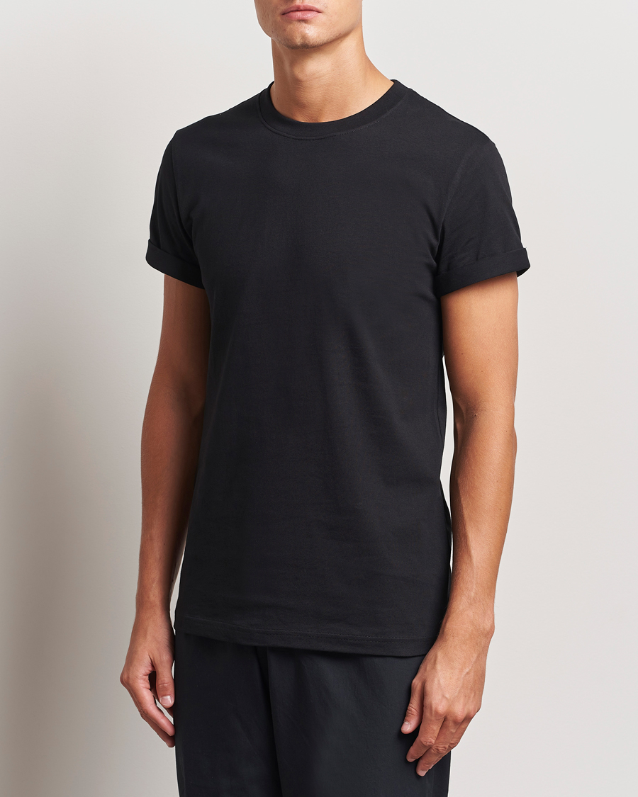 Herr | T-Shirts | Bread & Boxers | Roll-Up Crew Neck T-Shirt Black