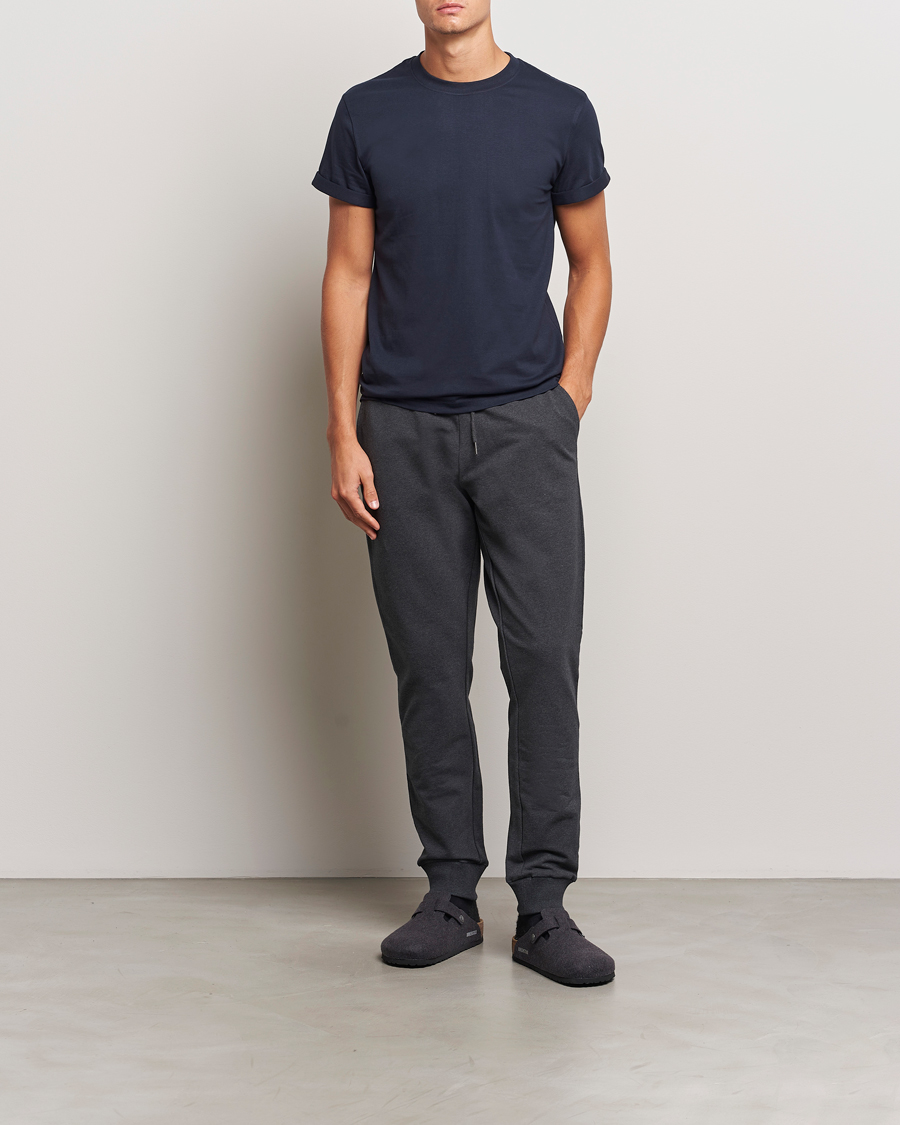 Herr | T-Shirts | Bread & Boxers | Roll-Up Crew Neck T-Shirt Dark Navy