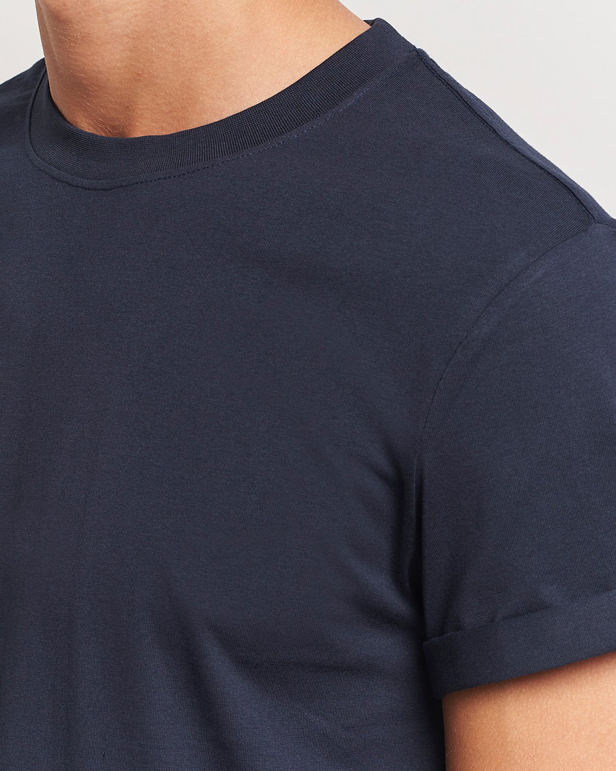 Herr | T-Shirts | Bread & Boxers | Roll-Up Crew Neck T-Shirt Dark Navy