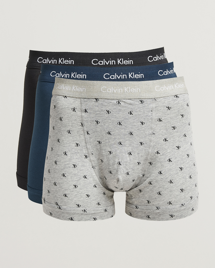 Herr | Underkläder | Calvin Klein | Cotton Stretch 3-Pack Trunk Black/Grey/Blue