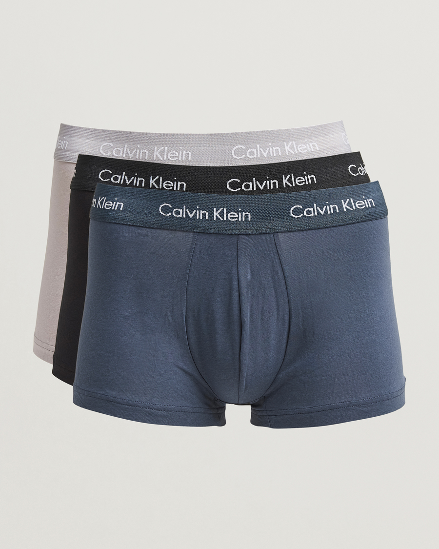 Herr | Underkläder | Calvin Klein | Cotton Stretch 3-Pack Low Rise Trunk Black/Blue/Grey