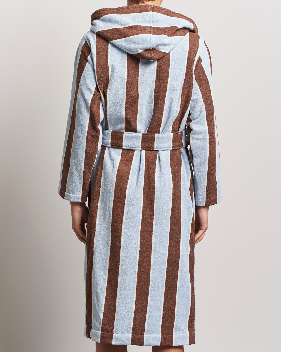 Herr | Tekla Organic Terry Hooded Bathrobe Cocoa Stripes | Tekla | Organic Terry Hooded Bathrobe Cocoa Stripes
