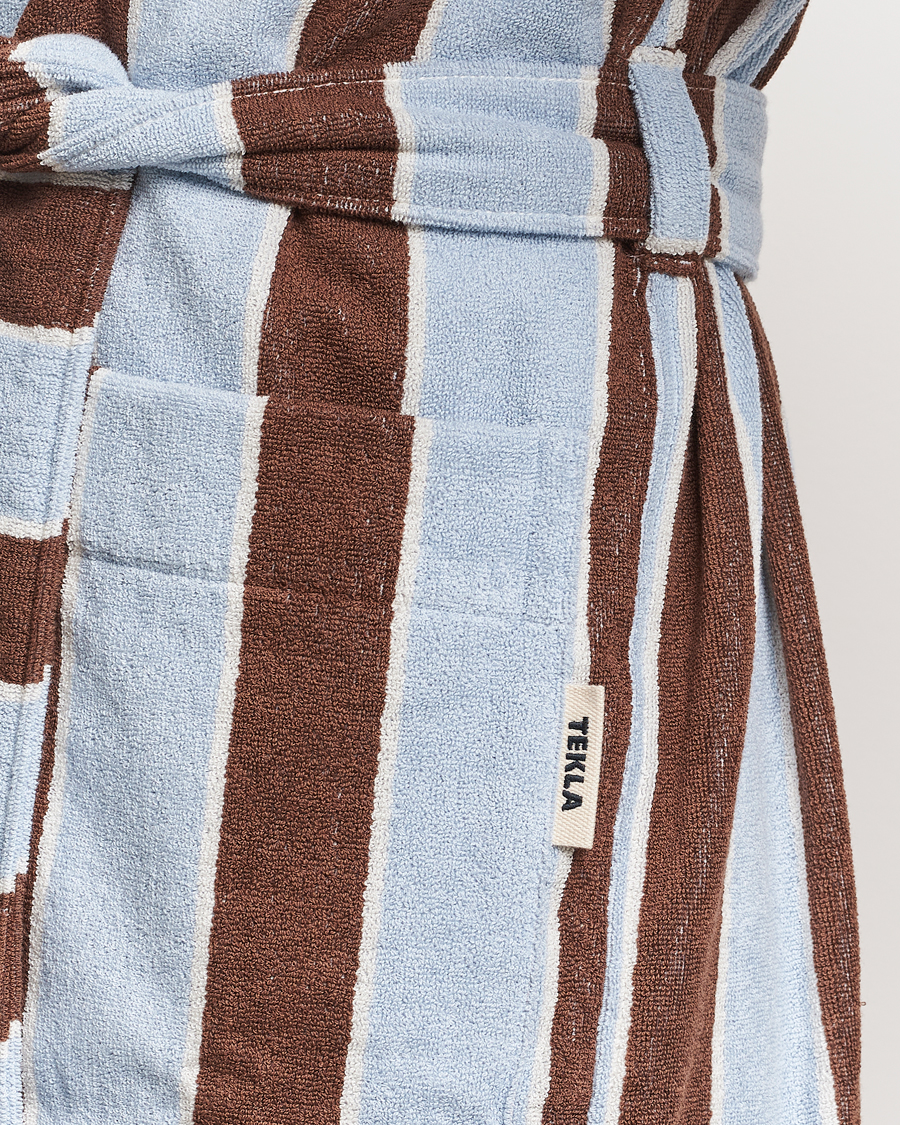 Herr | Tekla Organic Terry Hooded Bathrobe Cocoa Stripes | Tekla | Organic Terry Hooded Bathrobe Cocoa Stripes