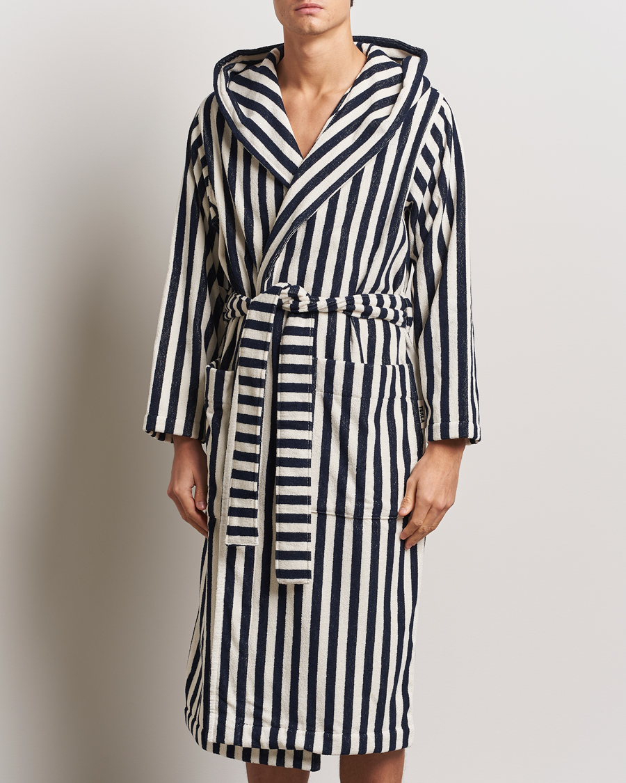 Herr | Tekla Organic Terry Hooded Bathrobe Humbug Stripes | Tekla | Organic Terry Hooded Bathrobe Humbug Stripes