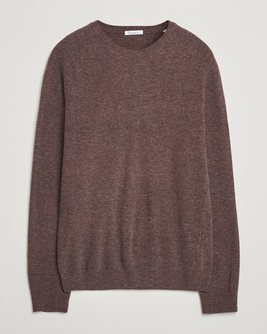 Herr | Tröjor | KnowledgeCotton Apparel | Lambswool Roundneck Brown