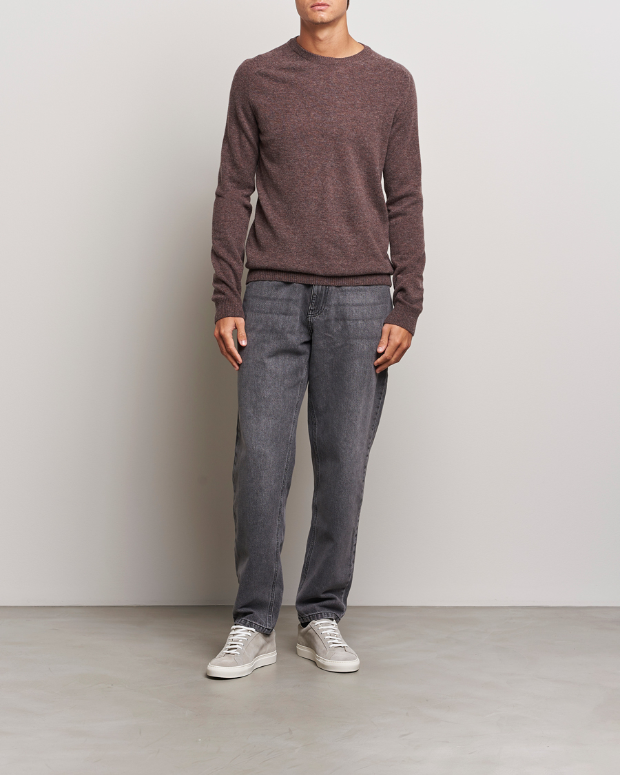 Herr | Tröjor | KnowledgeCotton Apparel | Lambswool Roundneck Brown