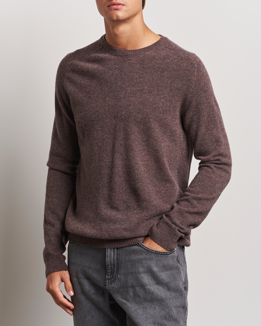 Herr | Tröjor | KnowledgeCotton Apparel | Lambswool Roundneck Brown