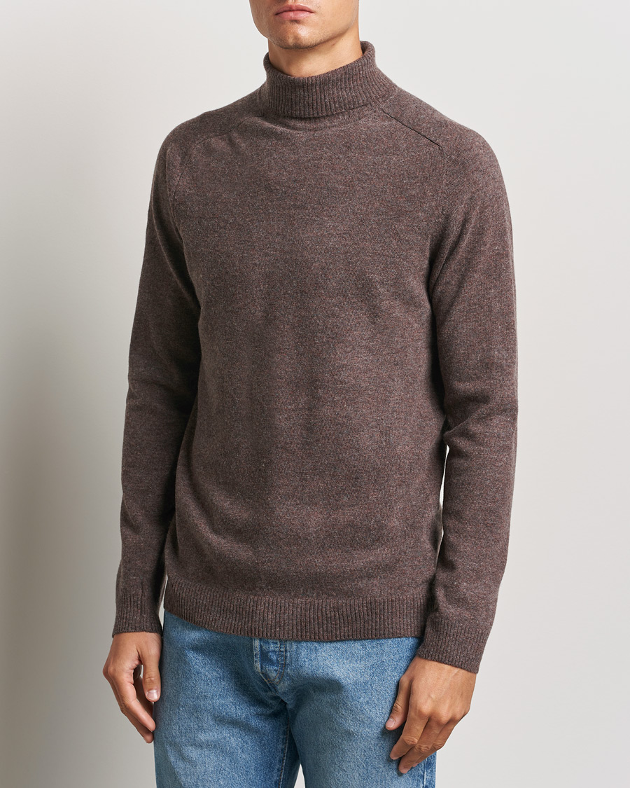 Herr | Tröjor | KnowledgeCotton Apparel | Lambswool Rollneck Brown