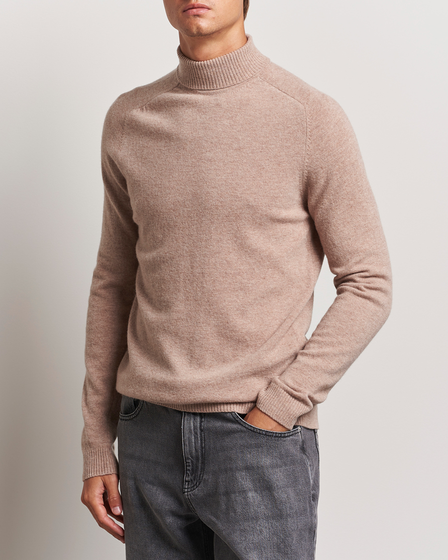Herr | Tröjor | KnowledgeCotton Apparel | Lambswool Rollneck Beige