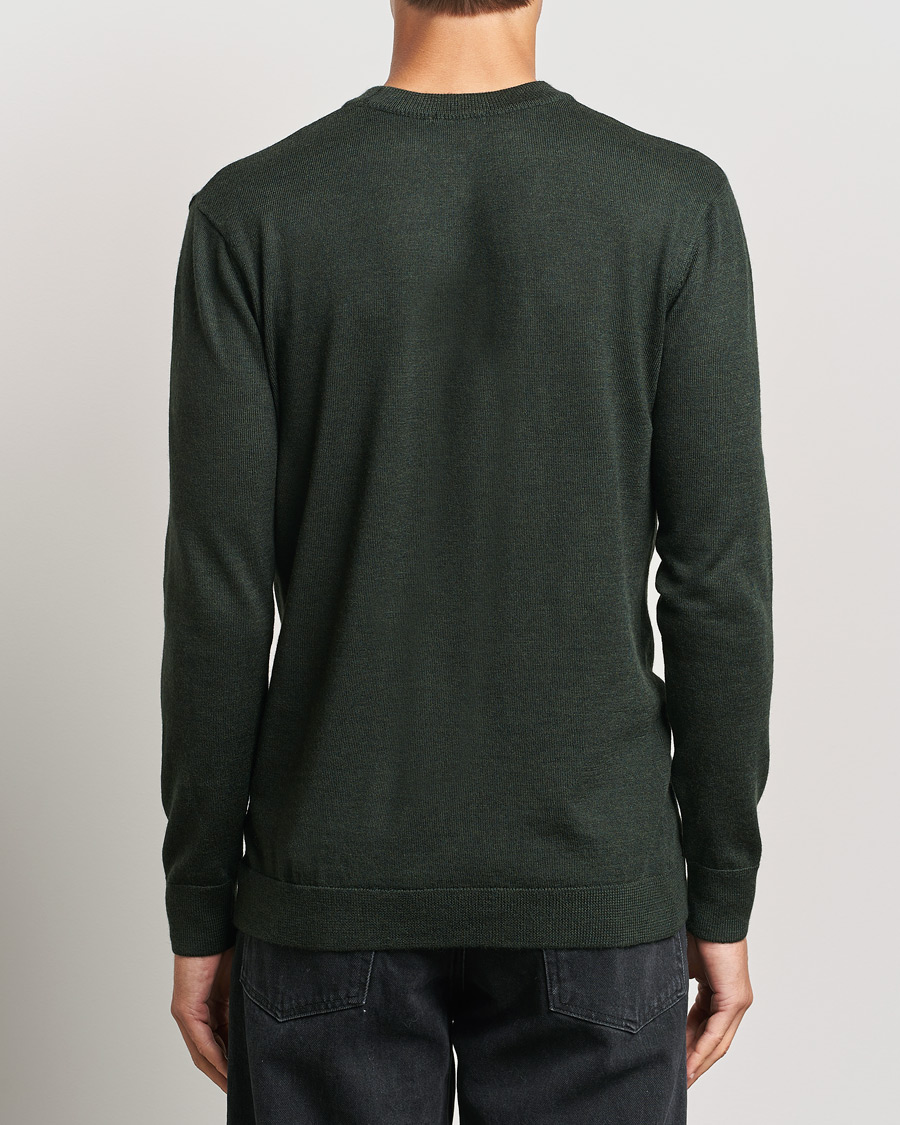 Herr | Tröjor | KnowledgeCotton Apparel | Regular Merino Knit Crew Neck Green