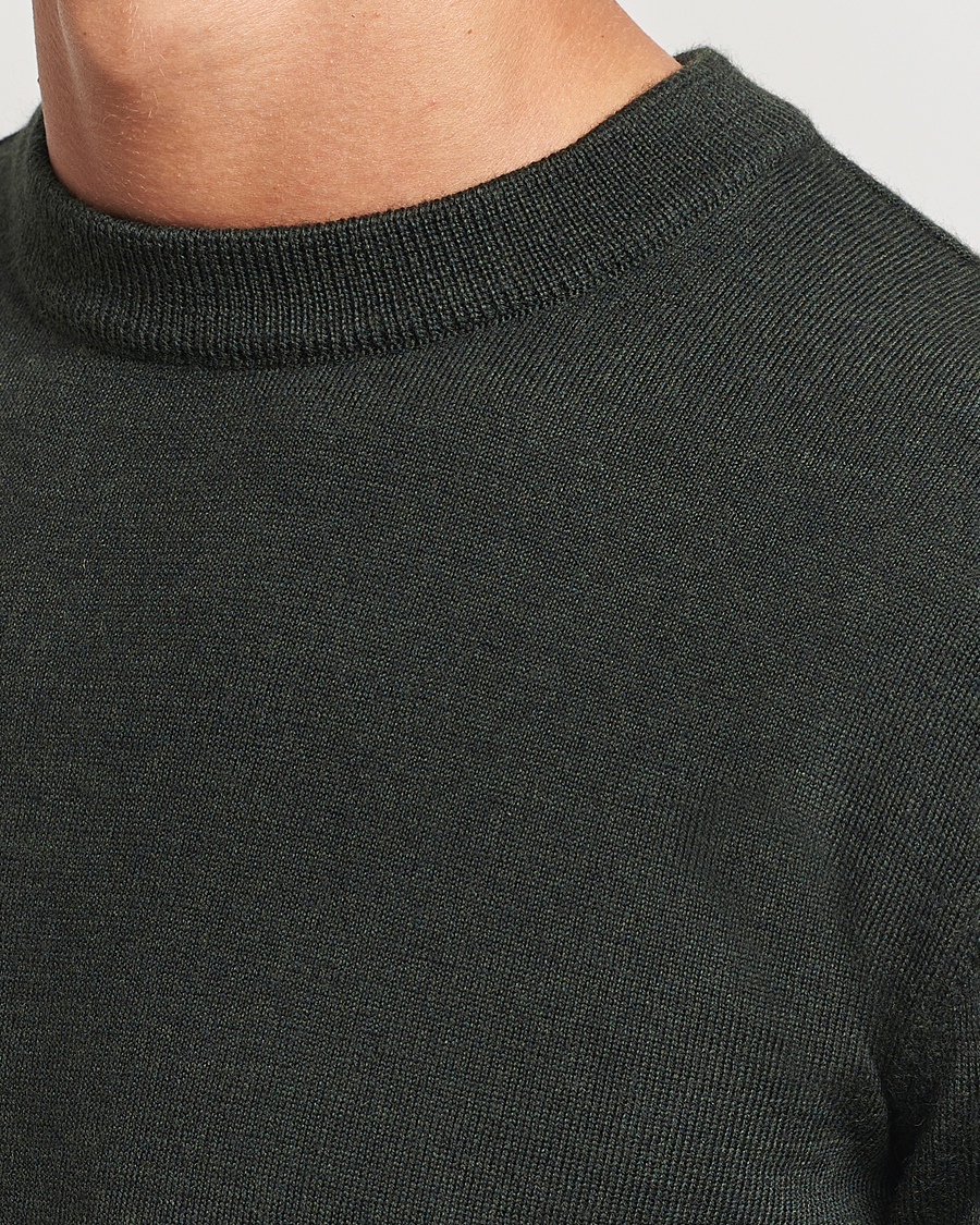 Herr | Tröjor | KnowledgeCotton Apparel | Regular Merino Knit Crew Neck Green