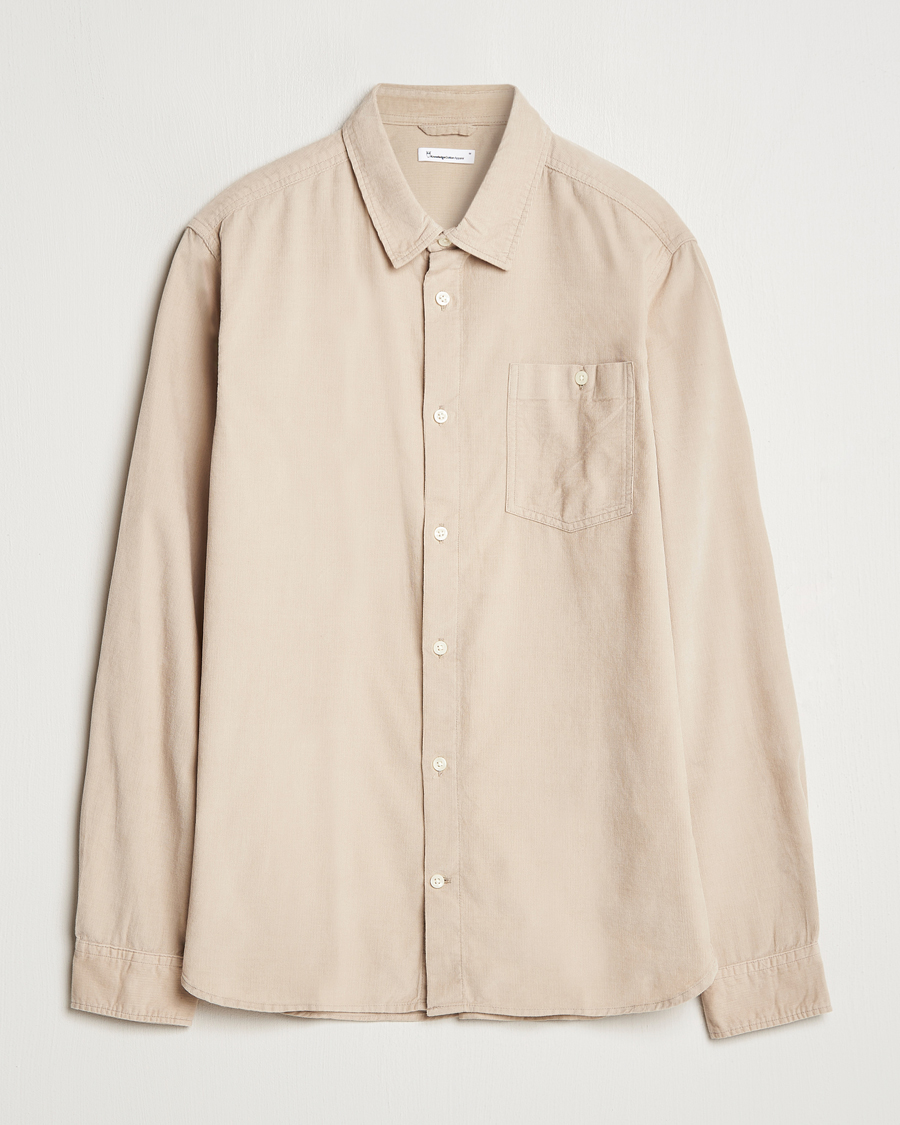 Herr | Skjortor | KnowledgeCotton Apparel | Regular Fit Corduroy Shirt Beige