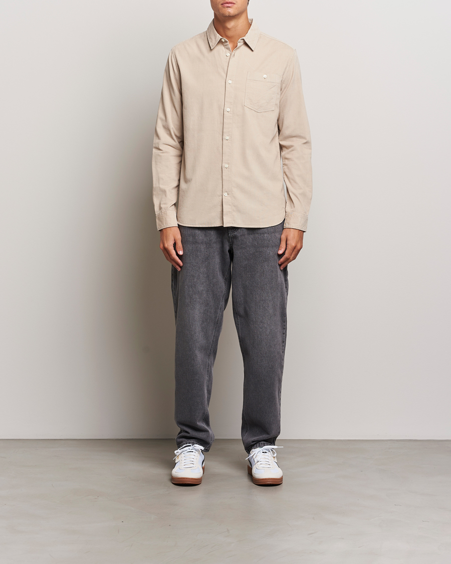 Herr | Skjortor | KnowledgeCotton Apparel | Regular Fit Corduroy Shirt Beige