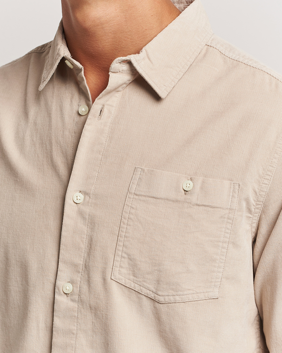 Herr | Skjortor | KnowledgeCotton Apparel | Regular Fit Corduroy Shirt Beige