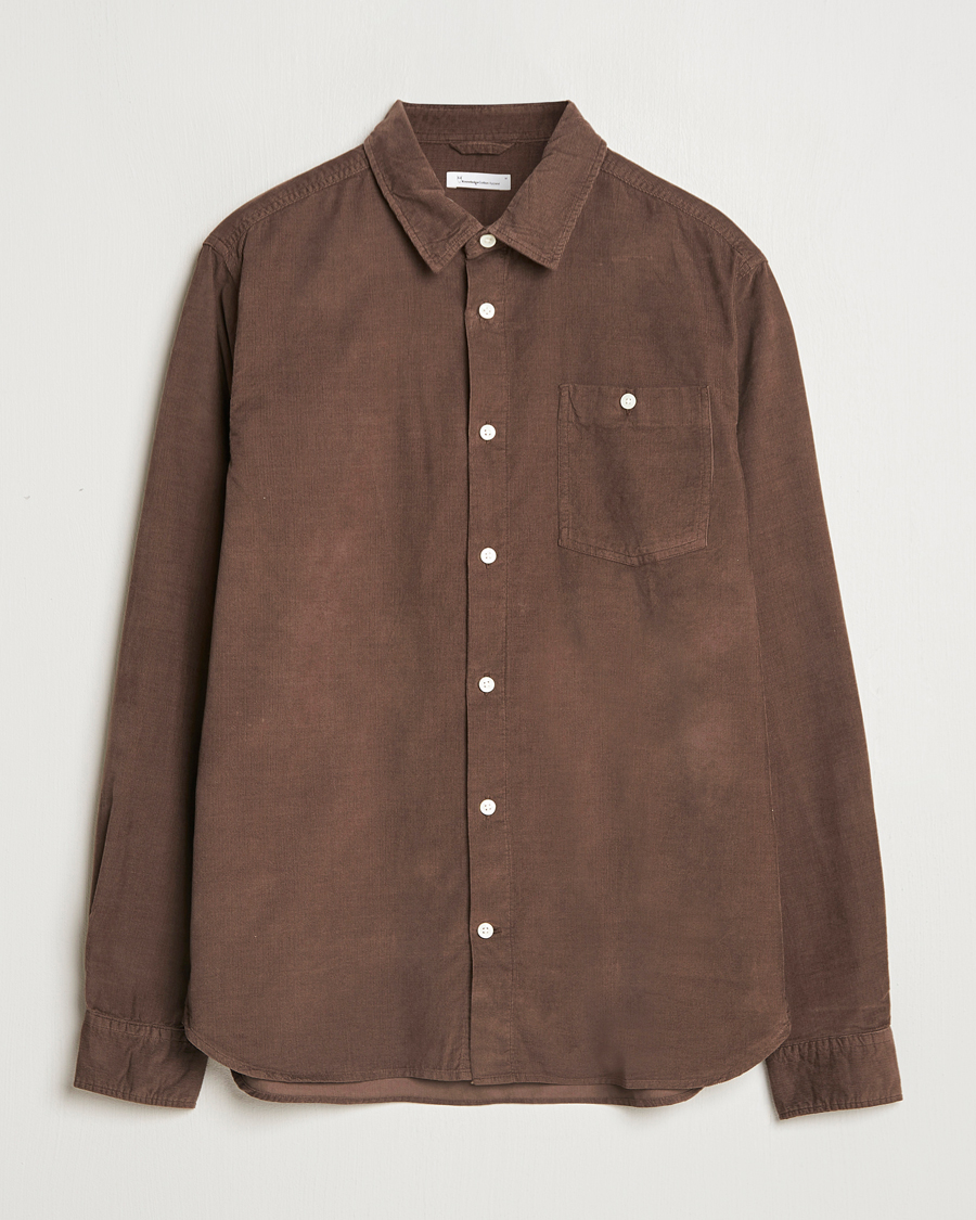 Herr | Skjortor | KnowledgeCotton Apparel | Regular Fit Corduroy Shirt Brown