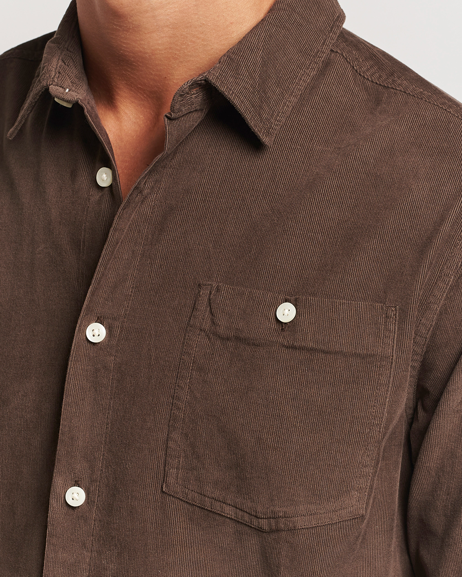 Herr | Skjortor | KnowledgeCotton Apparel | Regular Fit Corduroy Shirt Brown