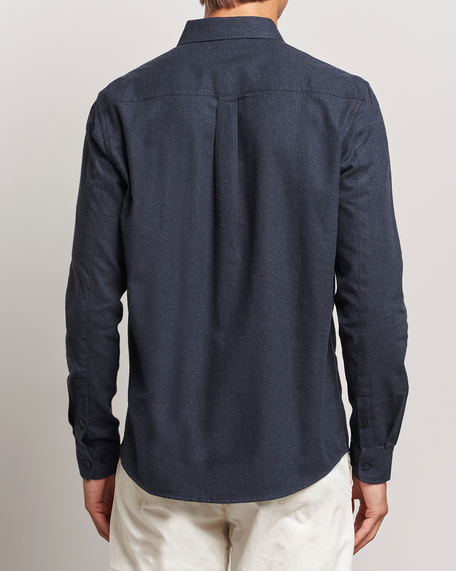 Herr | Skjortor | KnowledgeCotton Apparel | Regular Fit Melange Flannel Shirt Navy