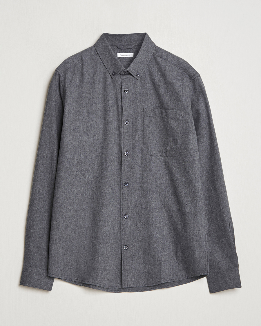 Herr | Skjortor | KnowledgeCotton Apparel | Regular Fit Melange Flannel Shirt Grey