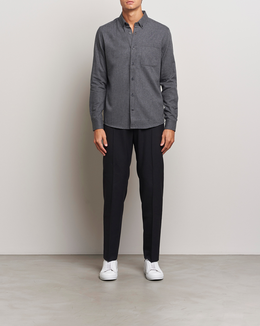 Herr | Skjortor | KnowledgeCotton Apparel | Regular Fit Melange Flannel Shirt Grey